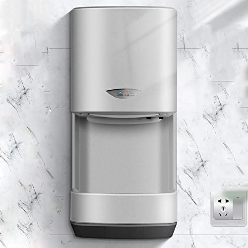 Asciugamani elettrico a parete, asciugamani automatici con serbatoio di scarico 1200 W, asciugamani con filtro HEPA, 5-30 secondi per asciugare, commerciale o domestico, argento-A-52 × 24,8 × 19 cm
