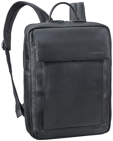 STILORD Eliano äkta läderryggsäck kvinnor och män – modern ryggsäck med laptopfack 15–16 tum – laptop ryggsäck i läder – perfekt reseryggsäck med trolleyhållare färg: svart, svart, L, Ryggsäck