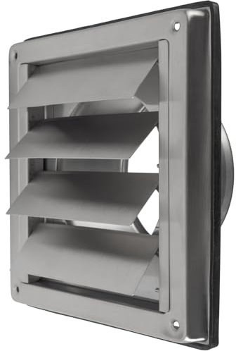 Vent Systems Cubierta de ventilación de escape de aire de acero inoxidable de 4 pulgadas, ventilación de secadora con solapas, ventilación de metal montada en la pared con solapa antirretorno, uso en