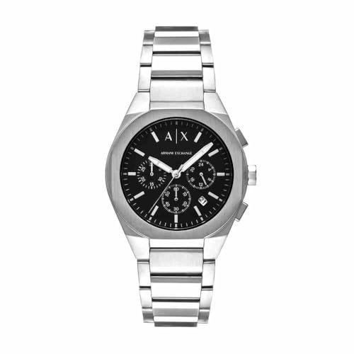 Armani Exchange Orologio da uomo, Movimento cronografo al quarzo e cassa da 42 mm con cinturino in acciaio inossidabile