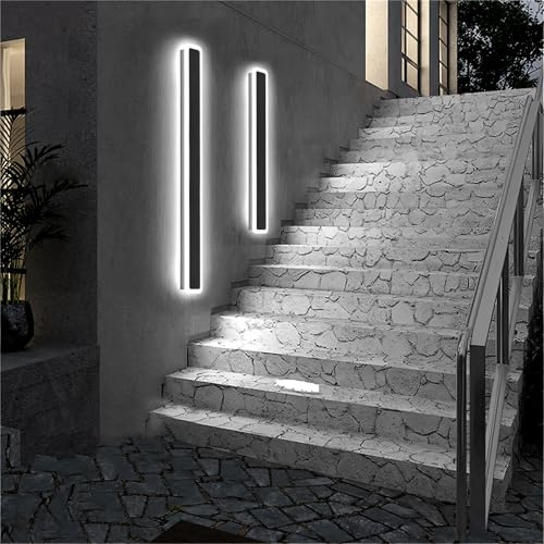 Lightasea Outdoor Wall Lights, 100CM LED Black Long Wall Sconce IP65 Waterproof Outside Lights Rectangular Wall Lighting 6500K 30W Aluminum Exterior/Indoor Wall Light for Garden Villa Porch Terraces