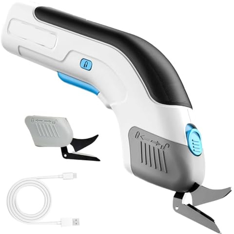 Forbici Elettriche, Forbici Elettriche A Batteria per Taglio Tessuti con Blocco di Sicurezza, Batteria da 2000mah, Riduzione del Rumore, Forbici Elettriche Senza Fili per Taglio Moquette, Pelle