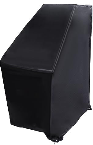 Cubierta de Silla Al Aire Libre Prueba de Polvo de Viento Resistente Al Agua con Cuerda de Cable Ajustable para Muebles de Terraza 210d Oxford Tela Negro