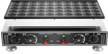 Gofrera eléctrica de 1800 W para 50 gofres de burbujas, con revestimiento antiadherente, 50 – 300 °C de temperatura, con batidor, esponjas de limpieza, para cocina, cafés y restaurantes