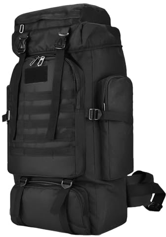 CINGHI LUSSO Sac à dos de randonnée 80l hommes sac à dos imperméable | militaire tactique molle sac de jour Camping randonnée en plein air survie sac à dos (Noir)