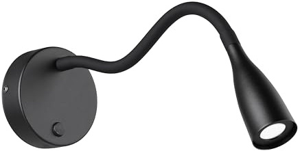 EGLO LED Wandlampe Olivandino, Schwanenhals Leselampe zur Wandmontage | Bettlampe Wand mit Schalter, Wandleuchte Schlafzimmer, Metall und Kunststoff in Schwarz, warmweiß