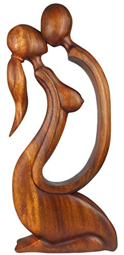 Tokoindah Küssendes Paar – große abstrakte Holzfigur aus Naturholz, Handarbeit, 60 cm