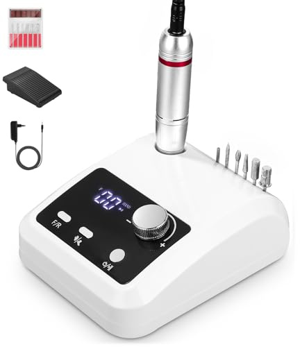 Professionell nagelsvarv, professionell nagelfil elektrisk 45000RPM, bärbar nagelfilssats för manikyr, pedikyr, polering och borttagning av akrylnaglar, justerbar hastighet