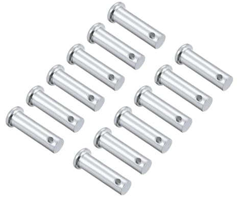 TA-VIGOR 12pcs 10 x 35mm Clevis Pins Single Hole, Zinc-Plated Steel Flat Head Link Hinge Pin Fastener for Mechanical Linkage, Ship Rigging, Fixed Parts