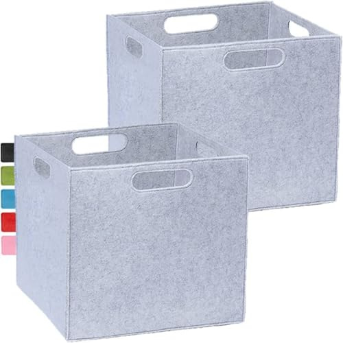 Generisch Filzkorb Aufbewahrung 2er Set Anthrazit Grau | Boxen Aufbewahrung Filz | Korb geeignet für Aufbewahrung im ganzen Haus | Aufbewahrungsbox Filz 33x33x33cm Boxen extra stabil