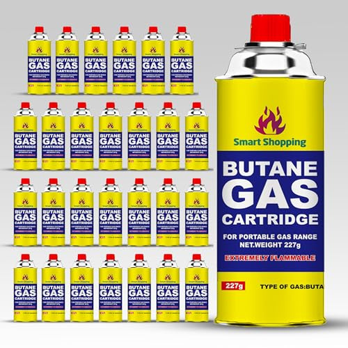 SMART SHOPPING Multipurpose Portable Camping Gas Canister – Refill Bottles Butane Gas Canisters for Camping Stove, BBQ, Blowtorch, Heater, Weed Burner & Cooker Pack of 28
