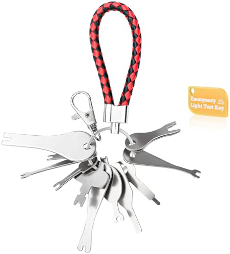 Emergency Light Test Key Set 11 Pack with Upgraded Braided Key Ring, Mellbree Fish Key Set for Emergency Lighting Test