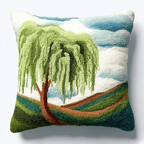 ANSIWEIGO Latch Hook Kit para cojines, juego de cojines de anudados, alfombra de nudos, cojín de sofá de 17 x 17 pulgadas, paquete de anudado incluido, gancho de anudado, juego creativo para