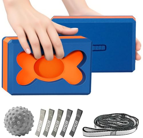 HAPBEAR Yoga Blocks 2 Pack - 9x6x3in High-Density EVA Foam with Non-Slip Textured Surface, Supportive for Deep Stretching & Lightweight - Ideal for Yoga, Pilates & Exercises - Blue
