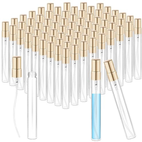 HFZCV 75 Stück Parfumzerstäuber Sprühflasche, 10ml Mini Feinnebel Sprühflasche, Parfüm Zerstäuber Leer für Ätherische Öle, Duftstoffe und Proben