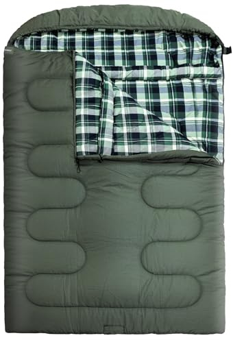 WKFAMOUT 0 Degree Double Sleeping Bag for Adults Queen Size 2 Person Sleeping Bag for Cold Weather with Compression Sack for Car Camping, Hunting and Tent Camp