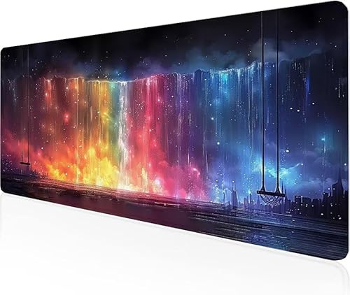 Musmatta färg spelmusmatta höst stor skrivbordsmatta 900 x 400 x 3 mm, arbete från hem nödvändigheter halkfri gummibas specialtexturerad vattentålig yta slitstark för kontor PC, bärbar dator Y1-700