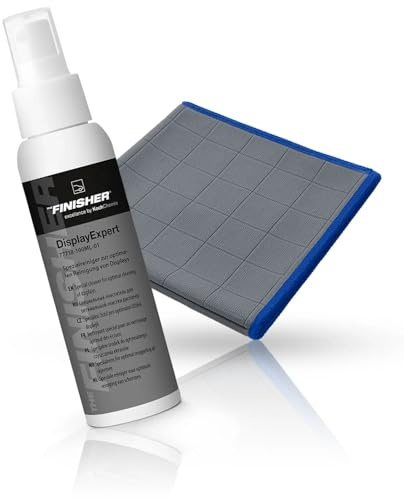wortek Displayreiniger Set mit Koch Chemie THE Finisher DisplayExpert Carbon Glastuch 400GSM – Streifenfreie Reinigung für Auto-Touchscreens, Displays & Glasflächen