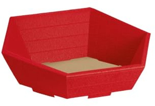 Präsentkorb Geschenkkorb 195x230 leer 6-Eck, offene Welle, rot, Geschenkverpackung im Set: 25 Stück