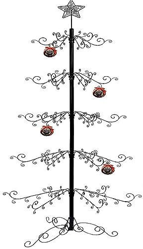 HOHIYA Sapin de Noël en Métal Support de pour Décoration Cadeaux 213 cm Noir Respectueux de la Nature