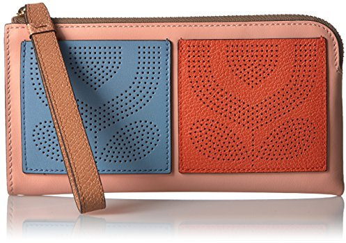 Orla Kiely Flache Geldbörse aus Leder mit gelochten Fächern, Marshmallow, Einheitsgröße