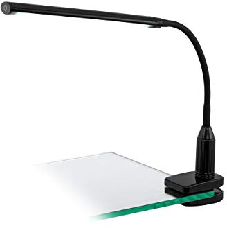 EGLO LED Klemmlampe Laroa, Klemmleuchte mit Touch, dimmbar in Stufen, neutralweiß, Schreibtischlampe aus Kunststoff, Klemmspot in Schwarz, LED Leselampe mit Klemme