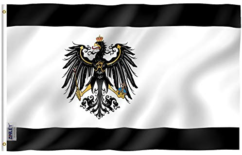 ANLEY Fly Breeze 3x5 Fuß Preußische Flagge - Lebendige Farbe und UV-Lichtechtheit - Leinwandkopf und doppelt genäht - Deutsches Königreich Preußen Flagge Polyester mit Messingösen 3 X 5 Ft