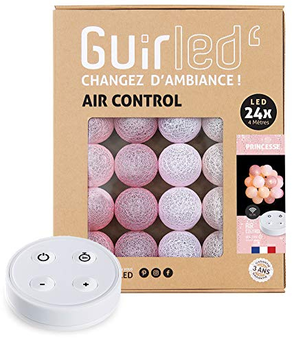 Ghirlanda luminoso a LED per batuffoli di cotone USB - Telecomando wireless - Luce notturna per bambini 2h - Adattatore doppio USB 2A incluso - 4 intensità - 24 sfere 4 m - Principessa