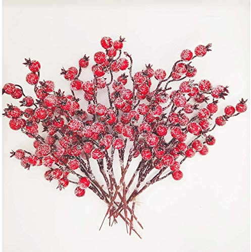 Künstliche Beeren 12 Stück Rot Holly Zweig Für Weihnachten Dekoration | Fake Mini Rote Beeren,Kunst Zweig,Weihnachtsdeko,Handwerk,Heimornamente,Künstlicher Beerenzweig,Festlich,Winterlicher Schmuck