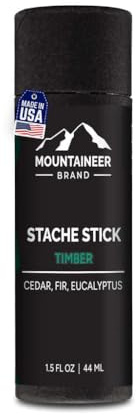 Mountaineer Brand Stache Stick | Made with Natural Ingredients in West Virginia | Firm & Long Lasting Hold | Mustache Wax | Moustache Shape & Styling | Beard Wax for Men | 1.5oz (Timber)