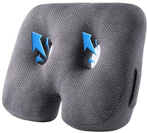 WYJHNLBEDC Sitzkissen Orthopädisch, Ergonomisches Sitzkissen/Keilkissen Bürostuhl Auto Erwachsene, Patentiertes Sitzerhöhung Kissen für Hüfte, Steißbein, Ischias, Computerschreibtisch, Rollstuhl Grau