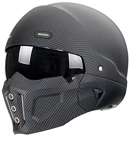 Woljay Offener Helm Integralhelm Motorradhelm Modulare Helme für Unisex-Adult Straße Fahrrad Kreuzer Roller DOT ECE genehmigt (Large,Matte Kohlefaser)