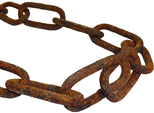 vitaliano rostige Stahlkette Gliederkette Meterware, 20 Meter, 5mm stark, Eisenkette im Antik, Retro, Vintage-Stil, als Regenablaufkette, Ringkette, Lampenkette, Deko, Metall Rost Deko für Garten