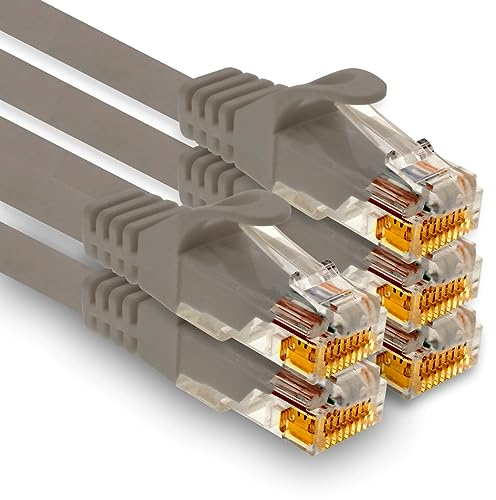 1aTTack.de - 5 cavi di rete Cat7 da 1,5 m, Cat.7 Ethernet, cavo patch Lan & Cat 7 per la massima velocità Internet e collega tutti i dispositivi con presa RJ 45 grigio