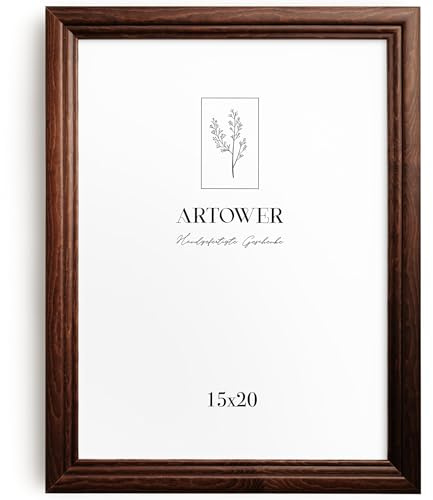 Artower® Bilderrahmen Vintage Braun Holz Rahmen für 15 x 20 cm | Posterrahmen Groß für Collage | Picture Frame Vintage Brown Wood 15x20 cm | Retro Schmal Bilderrahmen | Braun Poster Rahmen