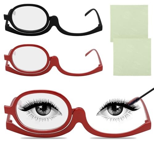 Scettar Gafas de Maquillaje de Ojos Con 2 Paño, Presbicia para Lectura Con Rotación 360° para Mujer - Anteojos De Aumento