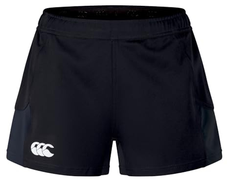 Canterbury Women's Advantage Rugby Shorts 2.0 | Elasticated Waist | CCC Logo Gym Shorts, Black, 8