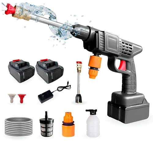 MAGIC SELECT Nettoyeur Haute Pression. Pistolet Nettoyeur Haute Pression avec 2 Batteries 48V. Laveuse Électrique Portable sans Fil 35 Bars / 500PSI / 1500mAh / 300W. Rechargeable avec Accessoires.
