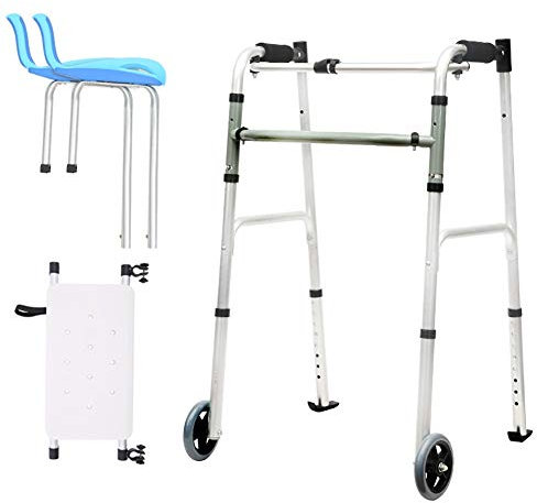 CAFIEDR Tragbarer Rollator mit Achselstütze und Sitz, zusammenklappbarer, Leichter aufrechter Rollator für Erwachsene mit Rädern, für den Innen- und Außenbereich, Tragk