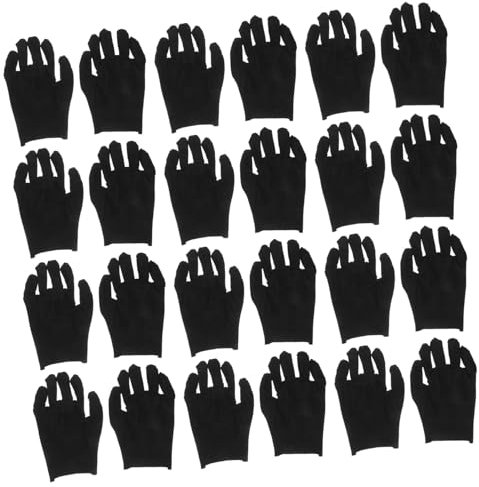 JEWEDECO 12paare Baumwollhandschuhe Für Arbeitsschutz Bequeme Gartenhandschuhe Aus Strapazierfähigem Material Schützen Vor Schnitten Und Kerben Schwarze Verdicken