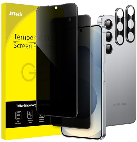 JETech Privacy Skärmskydd för Samsung Galaxy S25 5G med Kameralinsskydd, Anti-Spion Härdat Glasfilm, Fingeravtrycks-ID Kompatibel, 2-Pack Varje