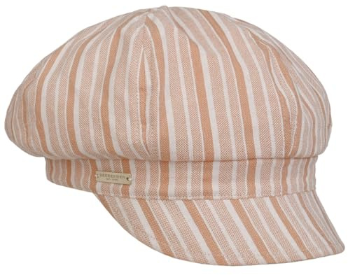 Seeberger Fresh Stripes Ballonmütze Schirmmütze Schildmütze Baumwollcap Baker-Boy-Mütze Damen - mit Schirm, Futter Frühling-Sommer Sommer - One Size Koralle