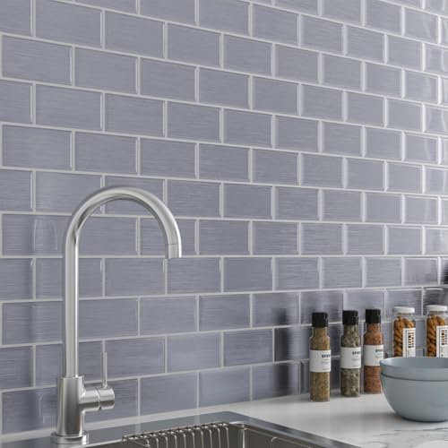 LaCheery 18 Pezzo Piastrelle Adesive Cucina 3D Argento Piastrelle Adesive Bagno PVC 30.5cm x 30.5cm Mattonelle Adesivi Muro Cucina Impermeabile Adesivi Muro Doccia 3D Rivestimento Parete