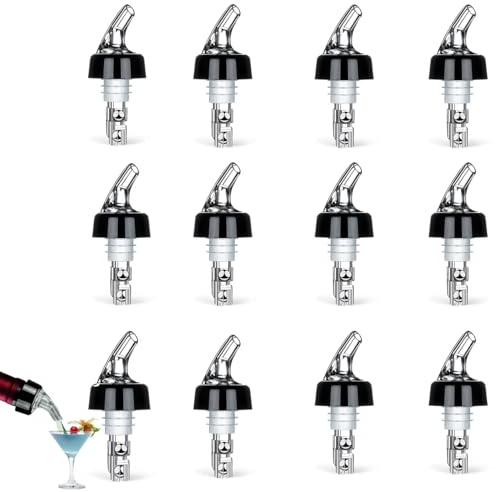 AWAOVV 12 Pcs 25ml Measured Liquor Bottle Pourers, Speed Spirit Pourers, Measured Wine Pourer, Liquor Pourer Adapters, Bottle Pourer Spirits for Drinks Wine Cocktail