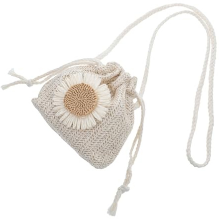 TOPPERFUN Sac Seau Tressé Motif Dessin Animé Sac Bandoulière Décoratif Portable Femmes Filles Blanc