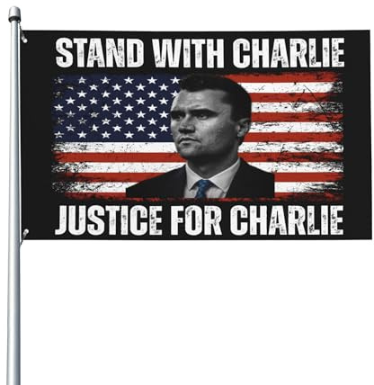 Bandera de Charlie Kirk, bandera republicana de pie con banderas de Charlie, letrero de jardín de 3 x 5 pies