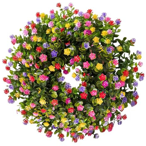 Spring Summer Wreath for Front Door, Eucalyptus Wreath Door Wreaths, Lifelike Artificial Small Door Wreath Decoration for Farmhouse Kitchens Wedding Home Wall Window Room