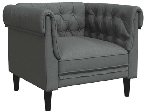 Genérico Sillón Chesterfield de Tela Gris Oscuro,Mobiliario,Sofás,Gris,16.4 kg,372539
