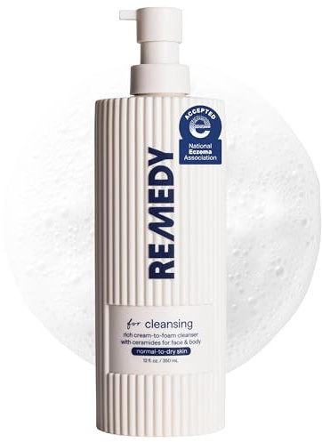 Remedy for Rich Cream Cleansing | Cream-to-Foam Face Wash with Ceramides, Glycerin and Panthenol | Hydrating Cleanser for Normal to Dry Skin | By Dermatologist Dr. Shah, 12 fl. Oz