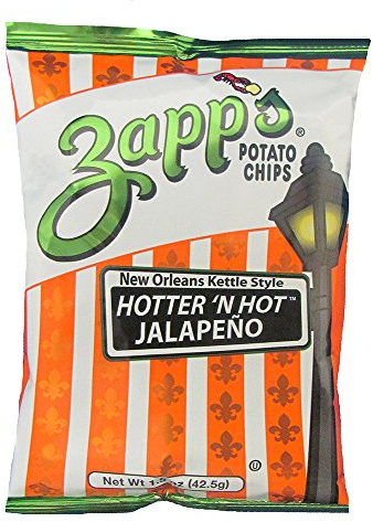 Zapp’s New Orleans Kettle-Style Potato Chips, Hotter ‘n Hot Jalapeno – Crunchy Chips with a Spicy Kick, Great for Lunches or Snacking on the Go, 1.5 oz. Bag (Pack of 30)